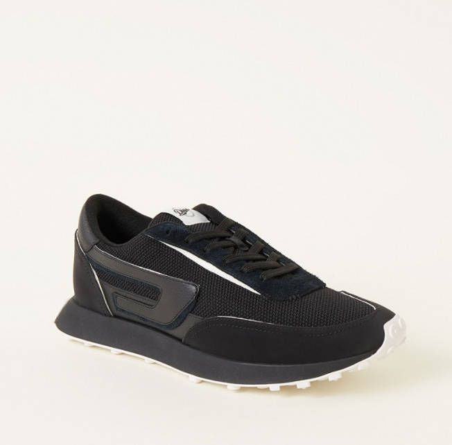 Diesel S Racer sneaker met leren en su&#xE8, de details