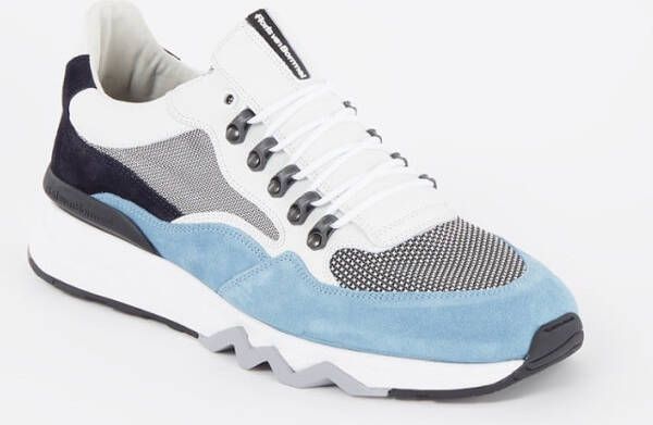 Floris van Bommel De Zager sneaker van kalfsleer met suè, de details