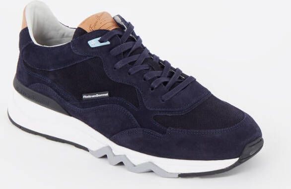 Floris van Bommel De Zager sneaker van kalfsleer met suè, de details