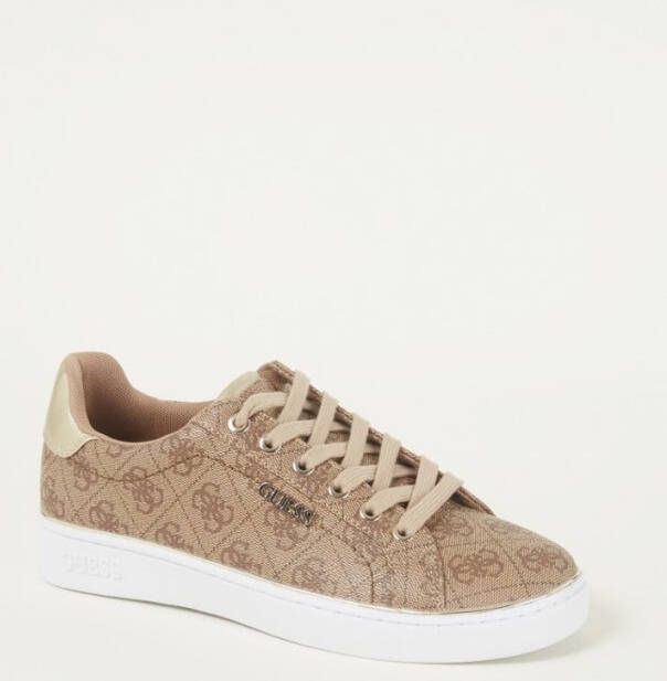 GUESS BECKIE sneakers met logo lichtbruin