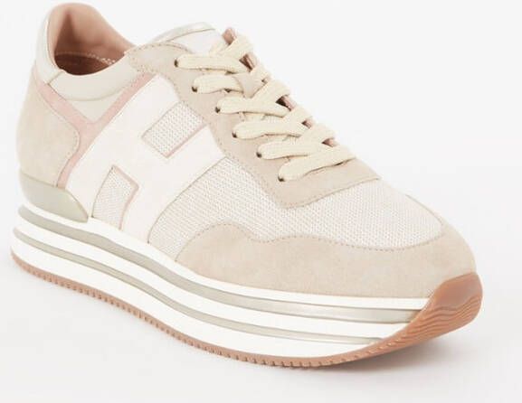 Hogan H483 sneaker met suè, de details en lurex