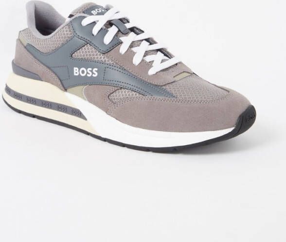 Hugo Boss Kurt sneaker van leer met suè, de details