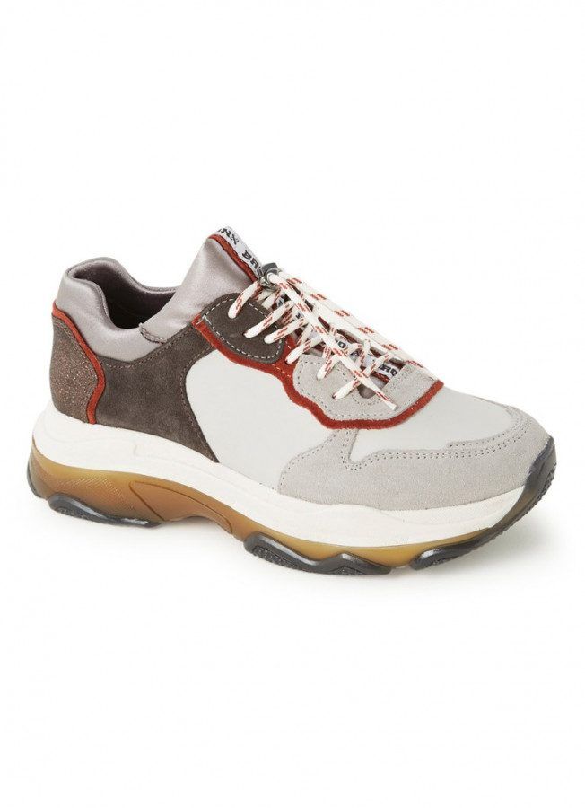 Bronx Baisley leren chunky sneakers grijs/multi