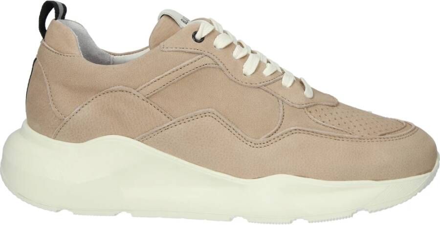Blackstone Vl81 knoflook lage dikke sneaker , Beige, Dames