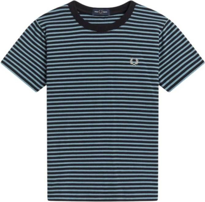 Fred Perry Horizontaal gestreepte t shirt , Blauw, Heren