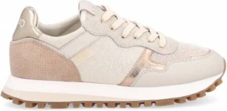Liu Jo Leather And Mesh Sneakers , Beige, Dames