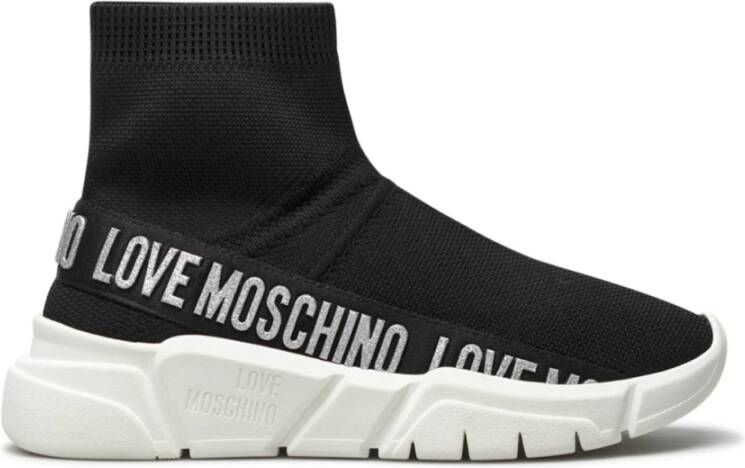 Love Moschino Sock Style Sneakers With Logo , Zwart, Dames