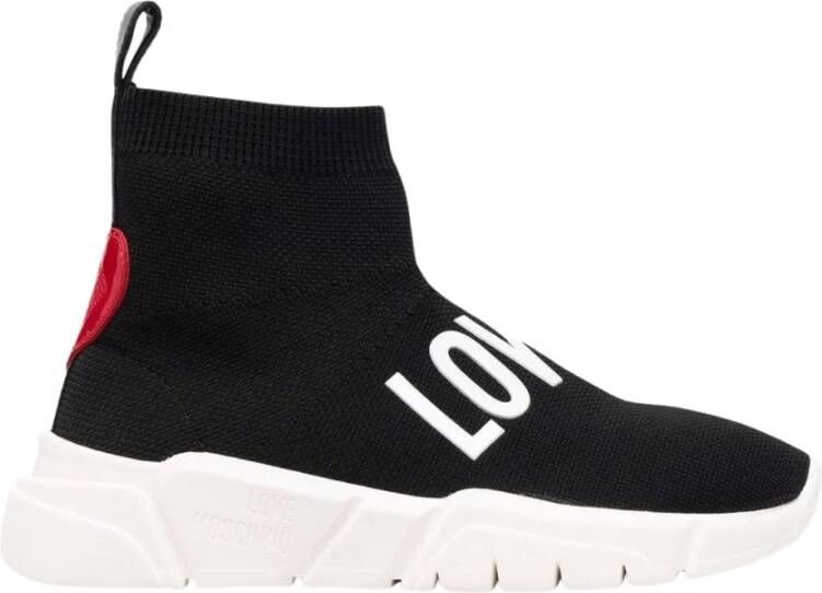 Love Moschino nero casual closed sneakers , Zwart, Dames