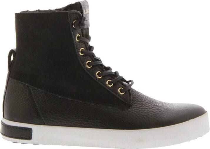 Blackstone Ql46 Black High Sneaker Fur , Zwart, Dames