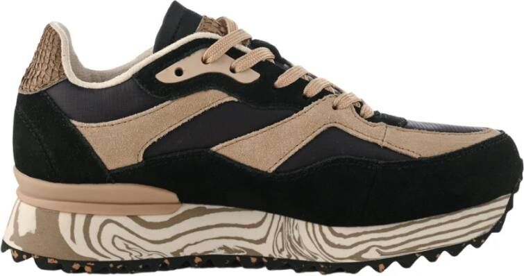Woden Zwarte Lage Sneakers Sophie Marble