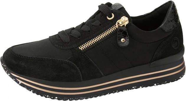 Remonte Sneaker van een mooie materialenmix Zwart/Goudkleur