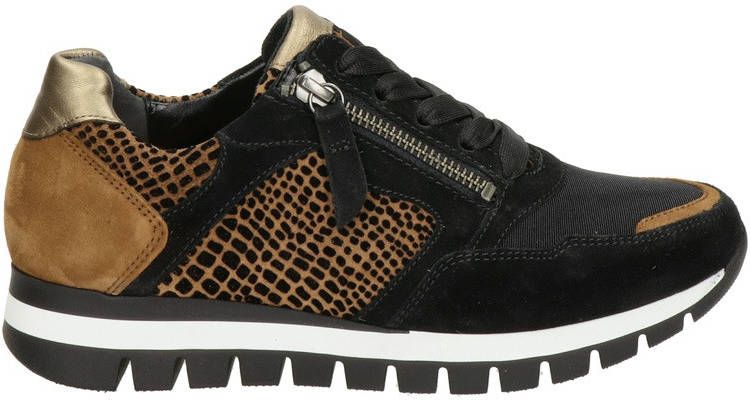 Gabor comfort leren sneakers zwart/bruin