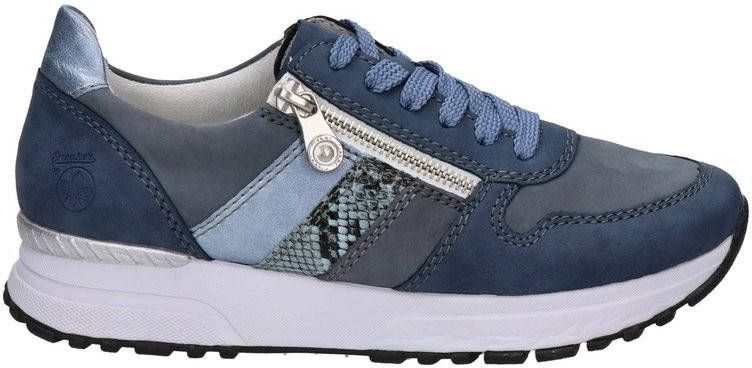 Rieker nubuck sneakers met slangenprint blauw