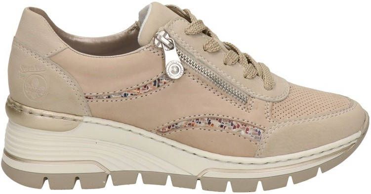 Rieker Namur leren wedge sneakers beige