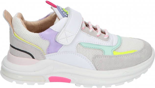 Shoesme NR22S100 J White Lilac Green Lage sneakers