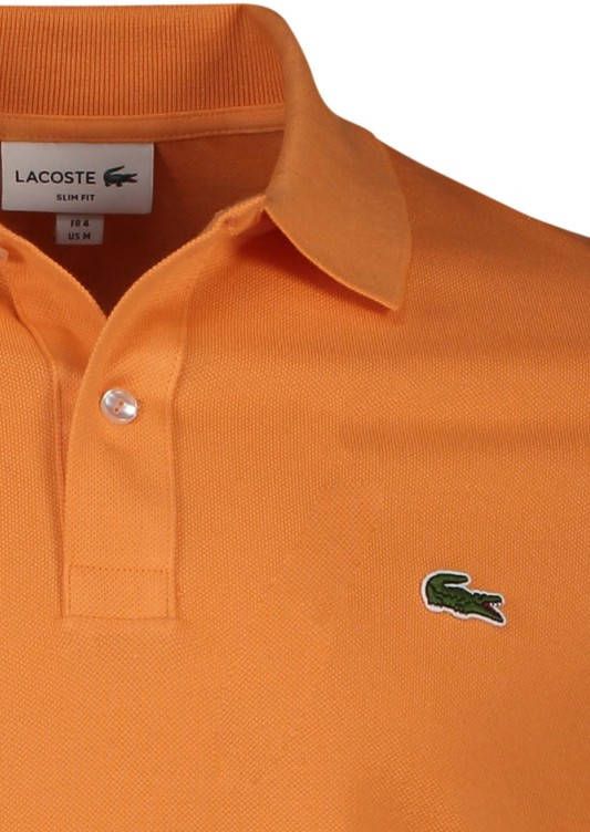 Lacoste Polo slim fit en petit piqué uni , Oranje, Heren