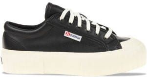 Superga 631 Stripe Platform Vegan Leather Zwart Dames