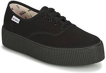 Victoria Sneakers anglaise double toile monochrome , Zwart, Dames