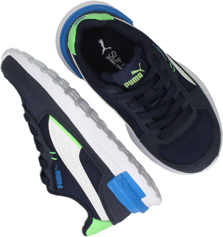 PUMA Graviton Sneakers Kids Kleuters Donkerblauw Wit Groen