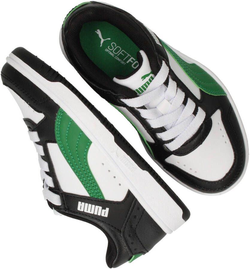 PUMA Rebound Joy Low Sneakers Kids Kleuters Wit Zwart Groen