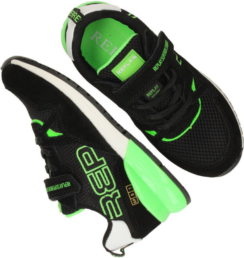 Replay Shoot Klittenband Sneaker Jongens Zwart/Groen