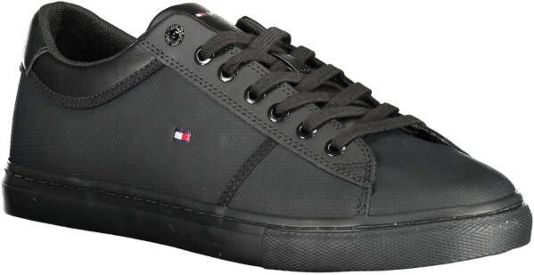 Tommy Hilfiger Iconisch lederen sneakers zwart , Zwart, Heren