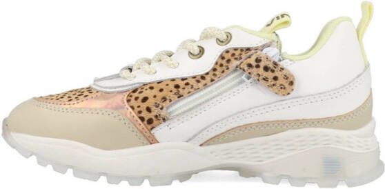 Vingino Mandy II leren sneakers met dierenprint beige/multi
