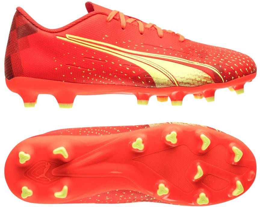 PUMA Ultra Play Gras/Kunstgras Voetbalschoenen(MG)Kids Oranje Lichtgroen